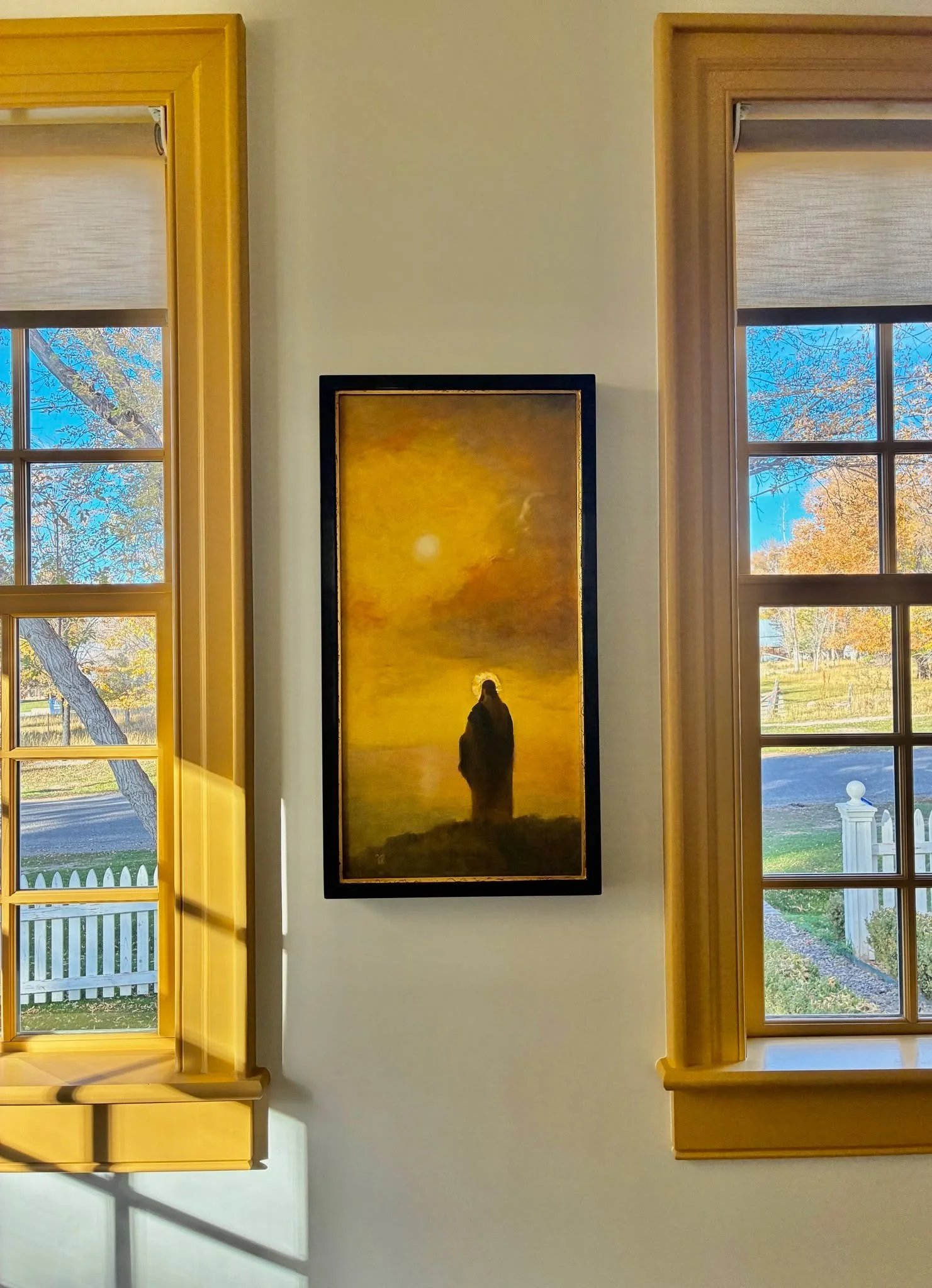 First original piece of art in the Farmhouse! The colors are perfect with the window frames. Corey Strange is a dear friend and an amazing artist who was gracious enough to allow us to hang several of his pieces in the home. Many are for sale, come a