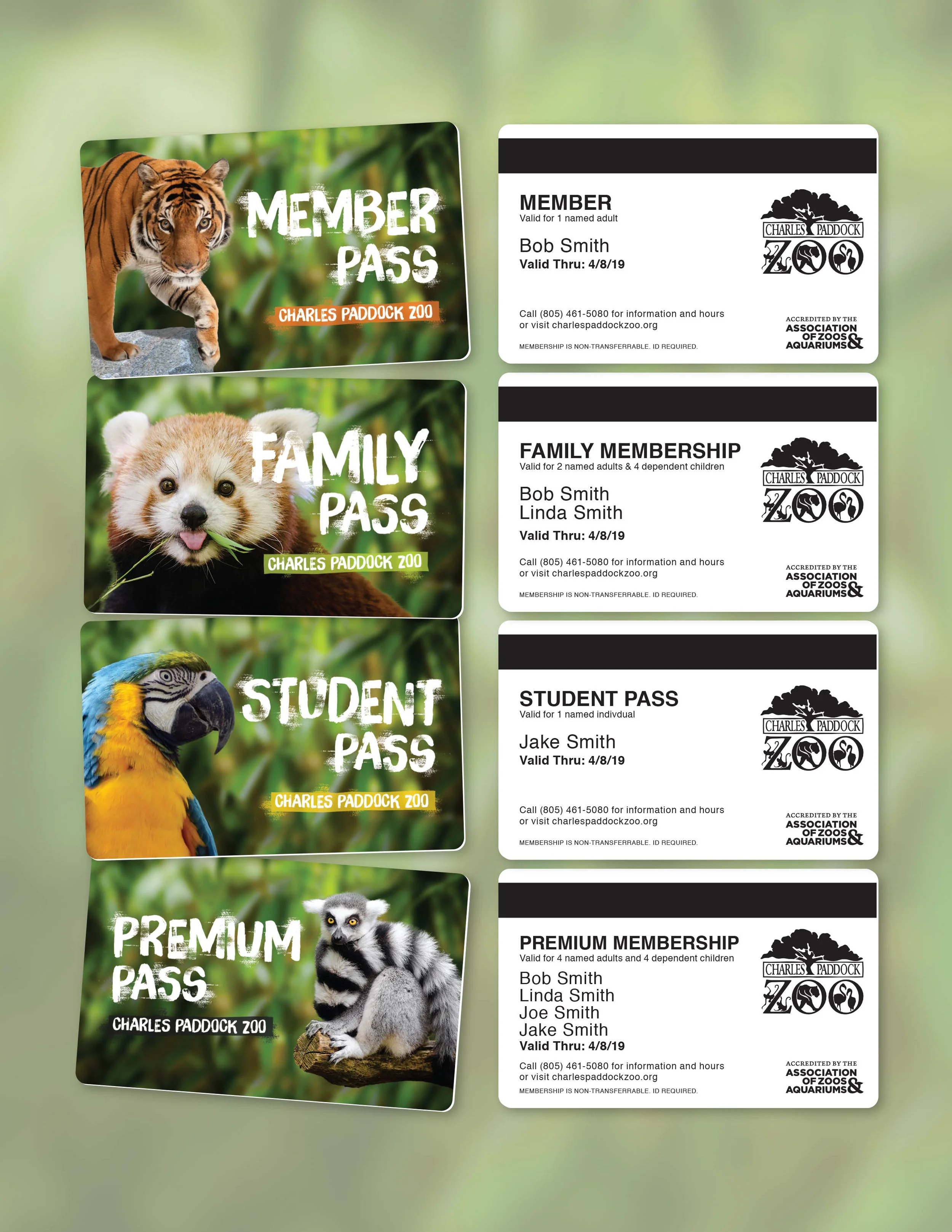 Charles Paddock Zoo Membership Cards