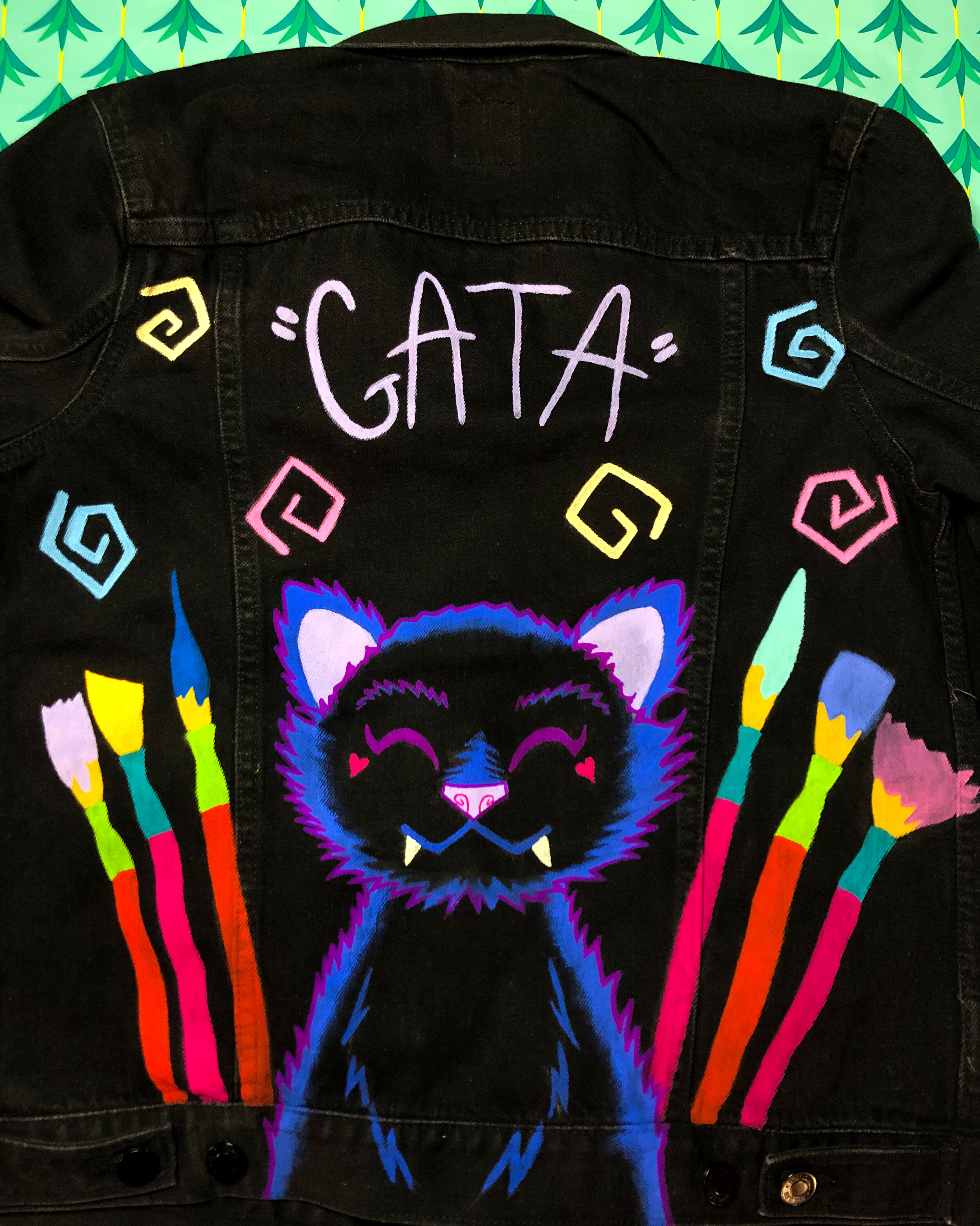  Hand painted a personal jacket for myself to match my partner’s for our anniversary. T’was a very sentimental momento to celebrate our time together.  