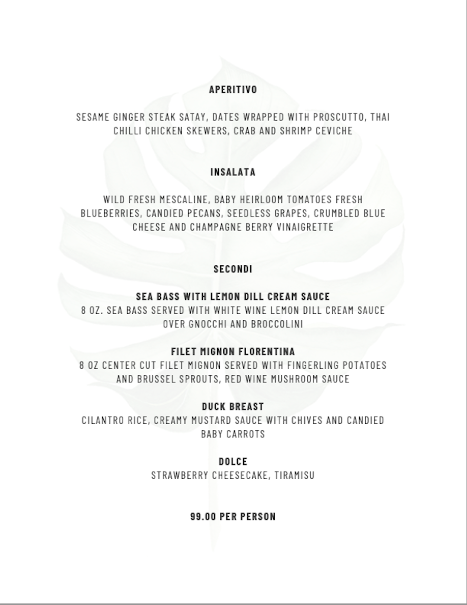 Menu Packages — Wine + Garden