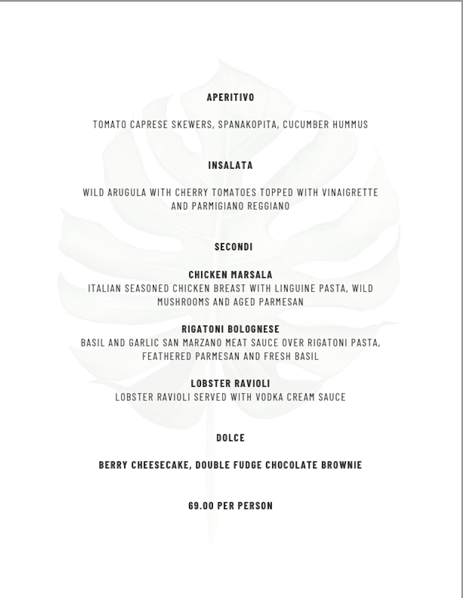 Menu Packages — Wine + Garden