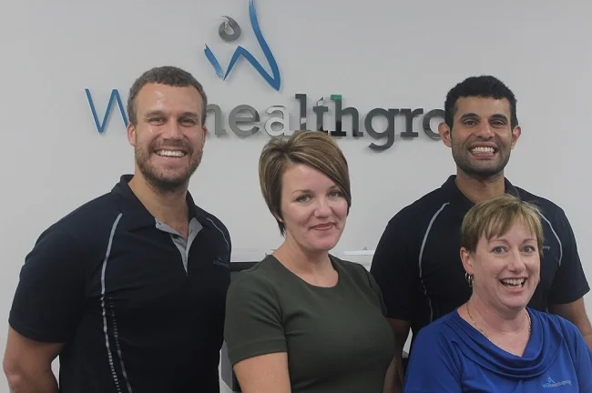 Chris and Lennon, owners of WA Health Group, with Office Manager Fiona and Receptionist Sharon. Chris and Lennon completed our Growth Owner course together earlier this year and have seen phenomenal results!