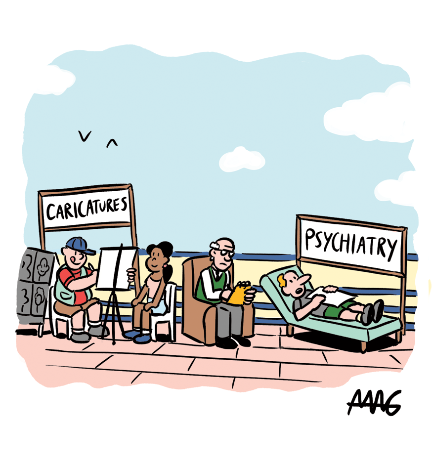  YUX - A monthly gag cartoon strip for the  Village Revue.  