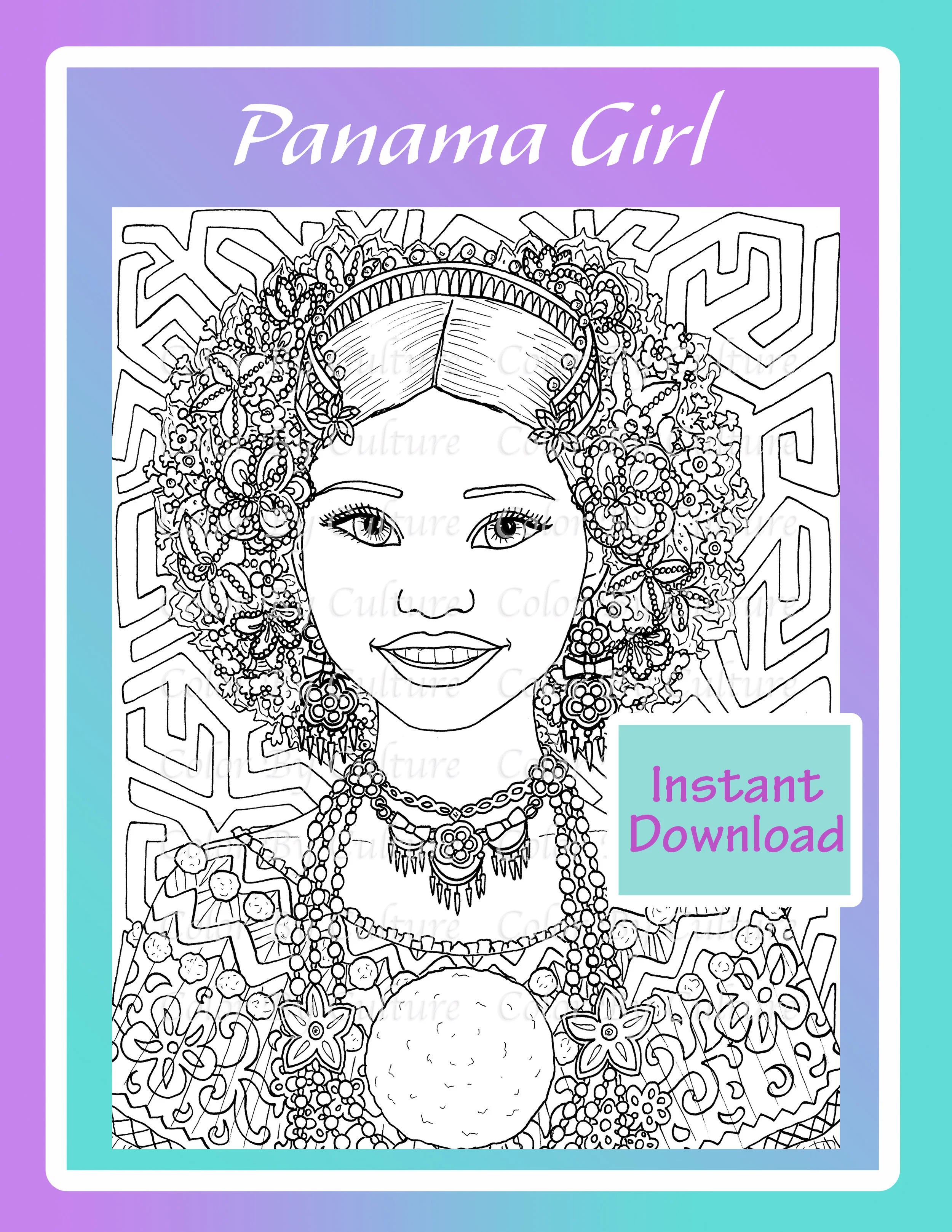 Panama Girl - Coloring Page