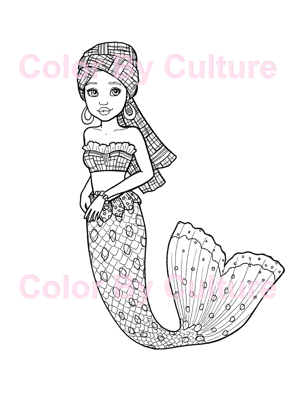 African Mermaid   Coloring Page — Color By Culture