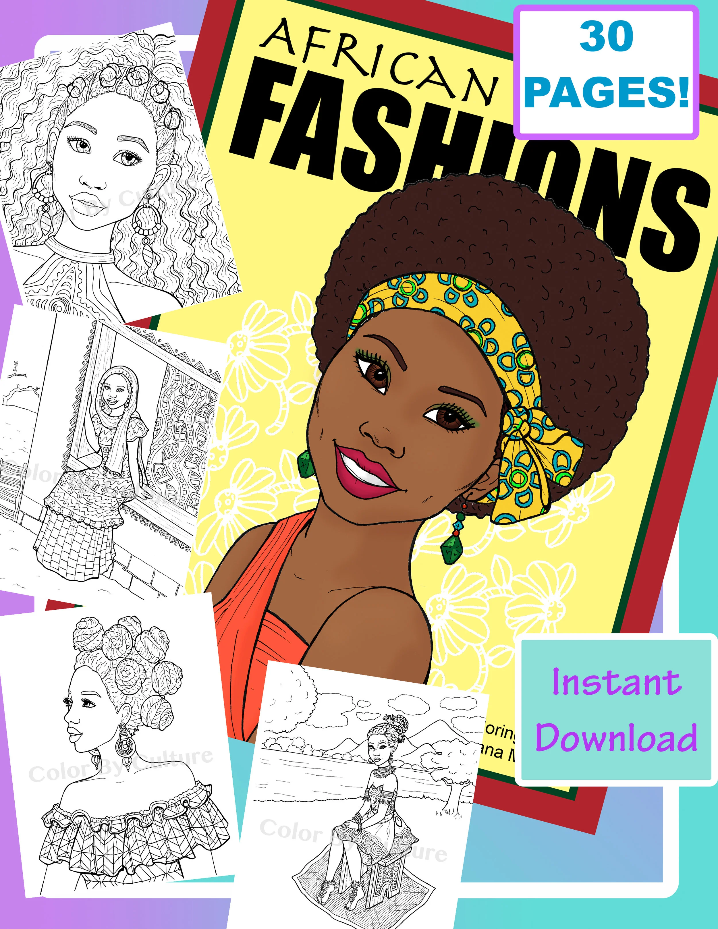 Printable Coloring Book - African Fashions