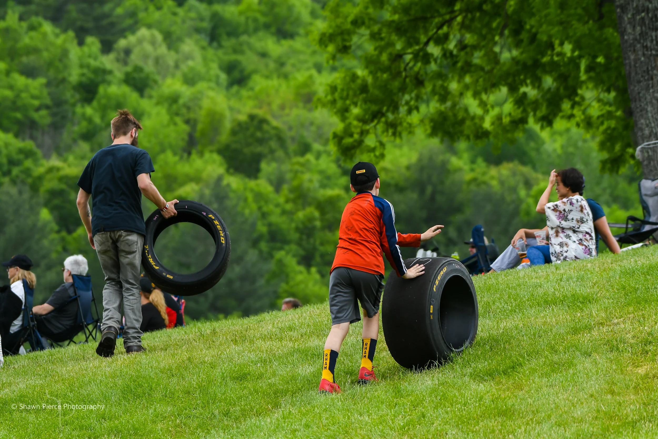 Pirelli gave away a lot of the used tires from the weekend.