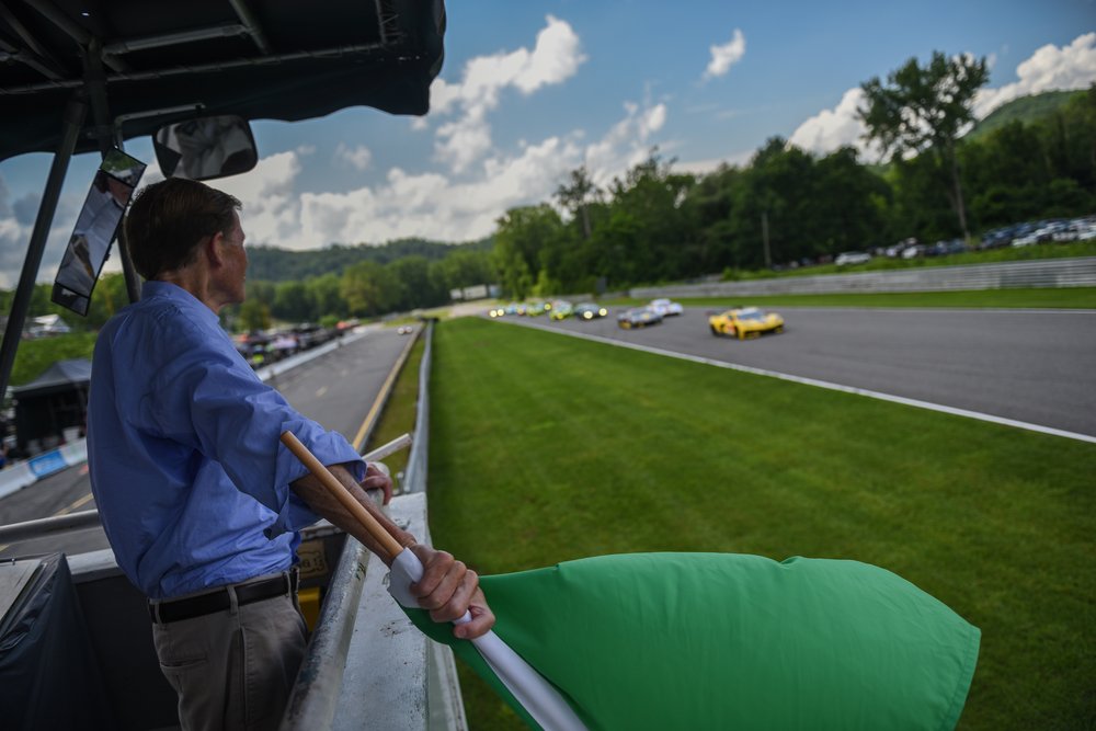  The start of the feature race with Senator Blumenthal waving the green flag.    