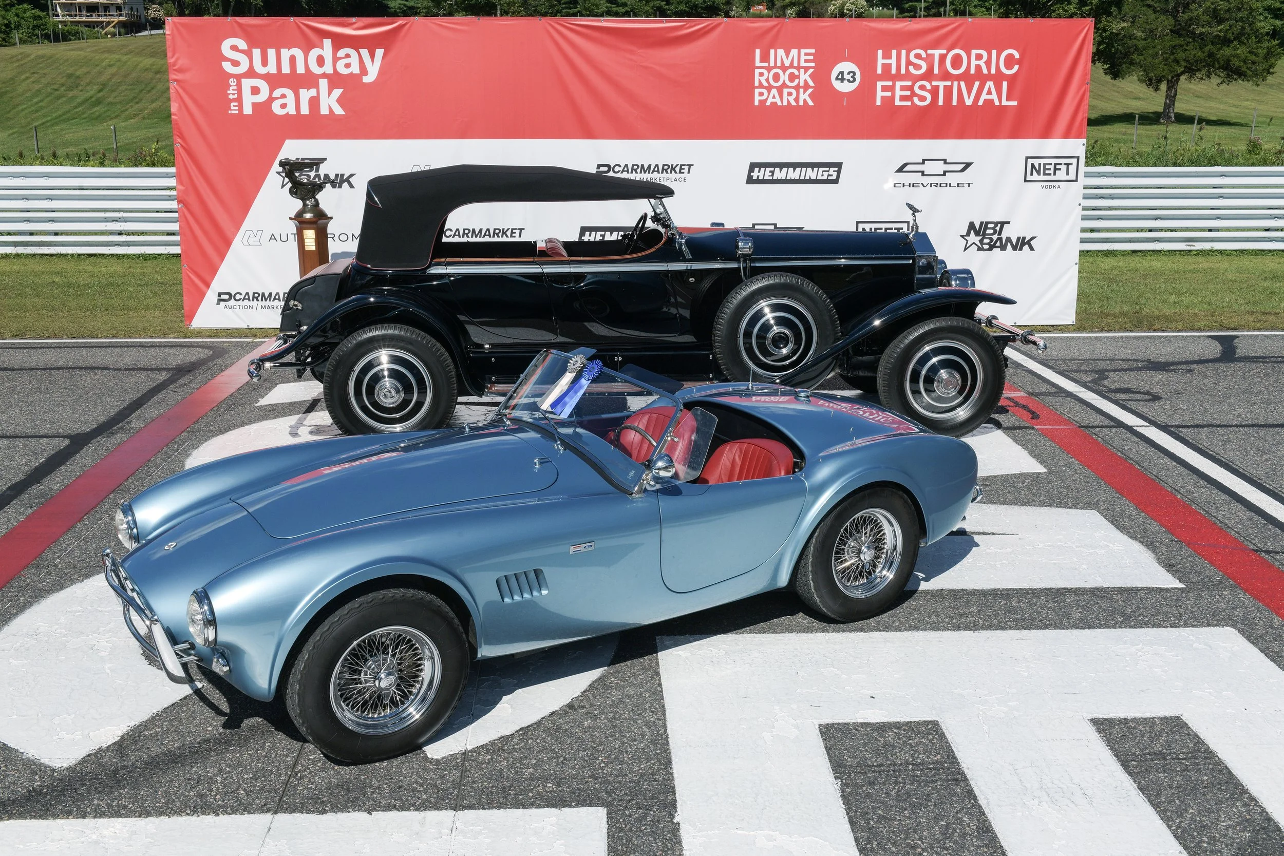  The Sunday in the Park Best of Show winners. A 1929 Rolls-Royce Phantom 1 a  1965 AC Shelby Cobra 289. 