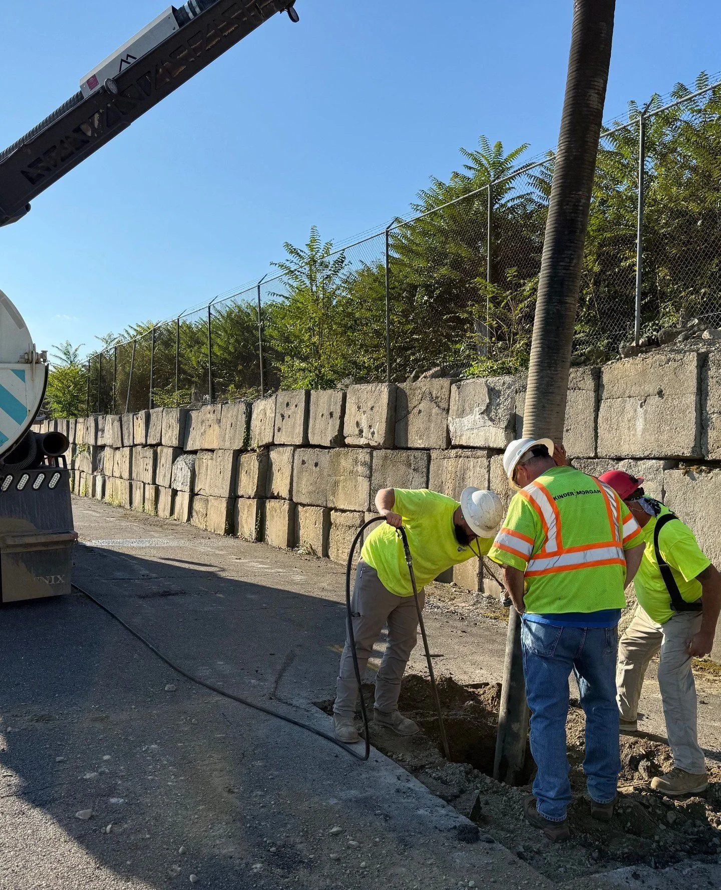Teamwork in action. Here our crew is performing vacuum excavation, a safe and non destructive way to expose and locate underground utilities. 💪👷 It is precision work that keeps every project moving forward and built right the first time.⁠
⁠
#rykor 