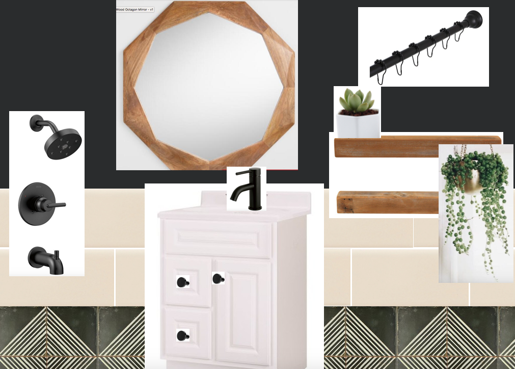 OPTION #2: DARK DIAMOND TILES & BLACK WALL