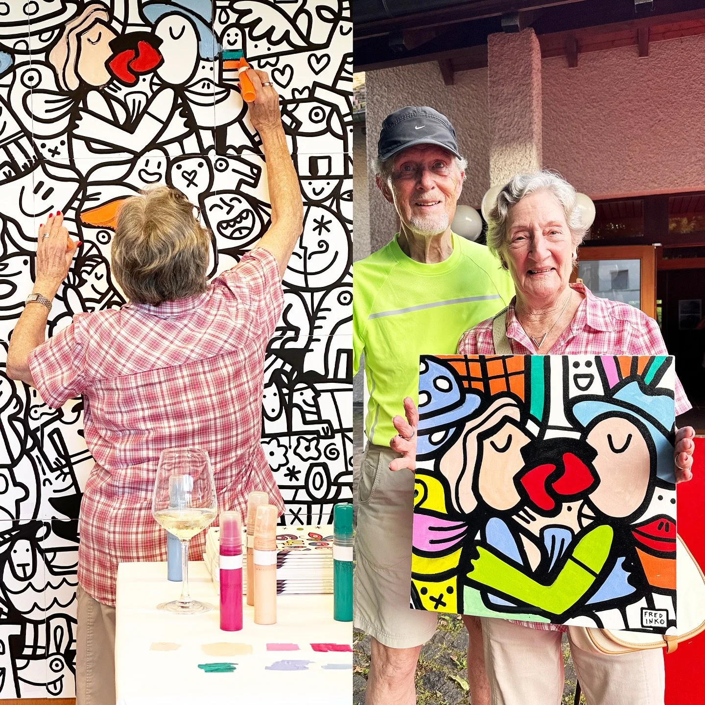 Forever young &ndash; thanks to the joy of color.
This lovely couple brought one of my line artworks to life with color, laughter, and love.
Proof that creativity keeps the heart young. 🎨💛