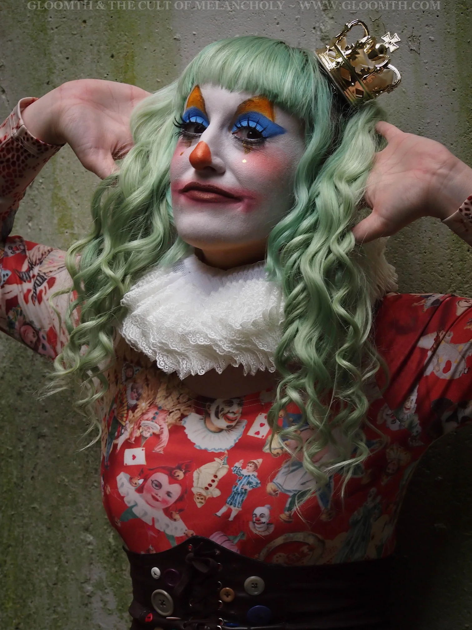 clown makeup outfit halloween creepy clowns print dress lovely-lor gloomth