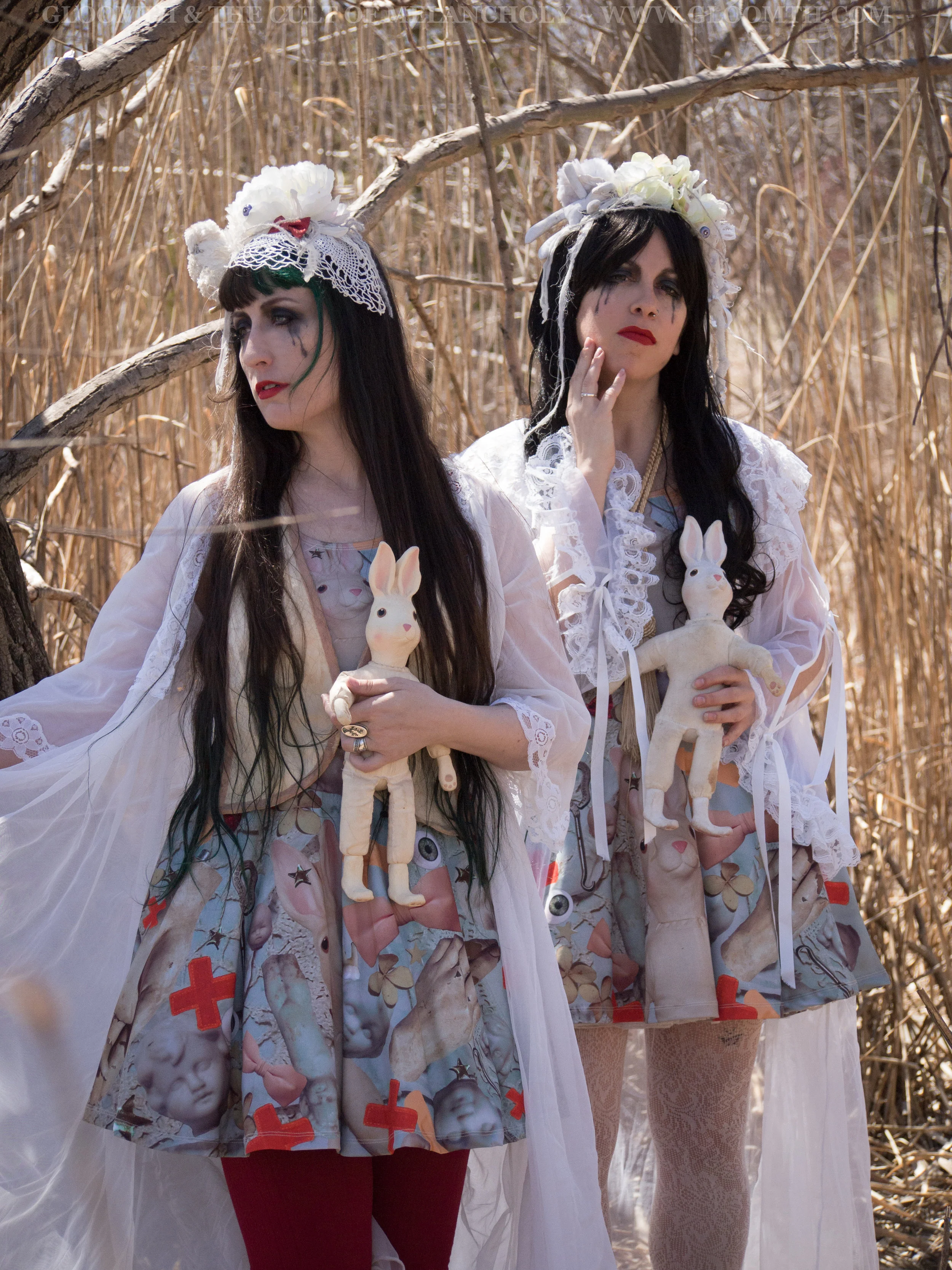 ghost girls in a pale forest