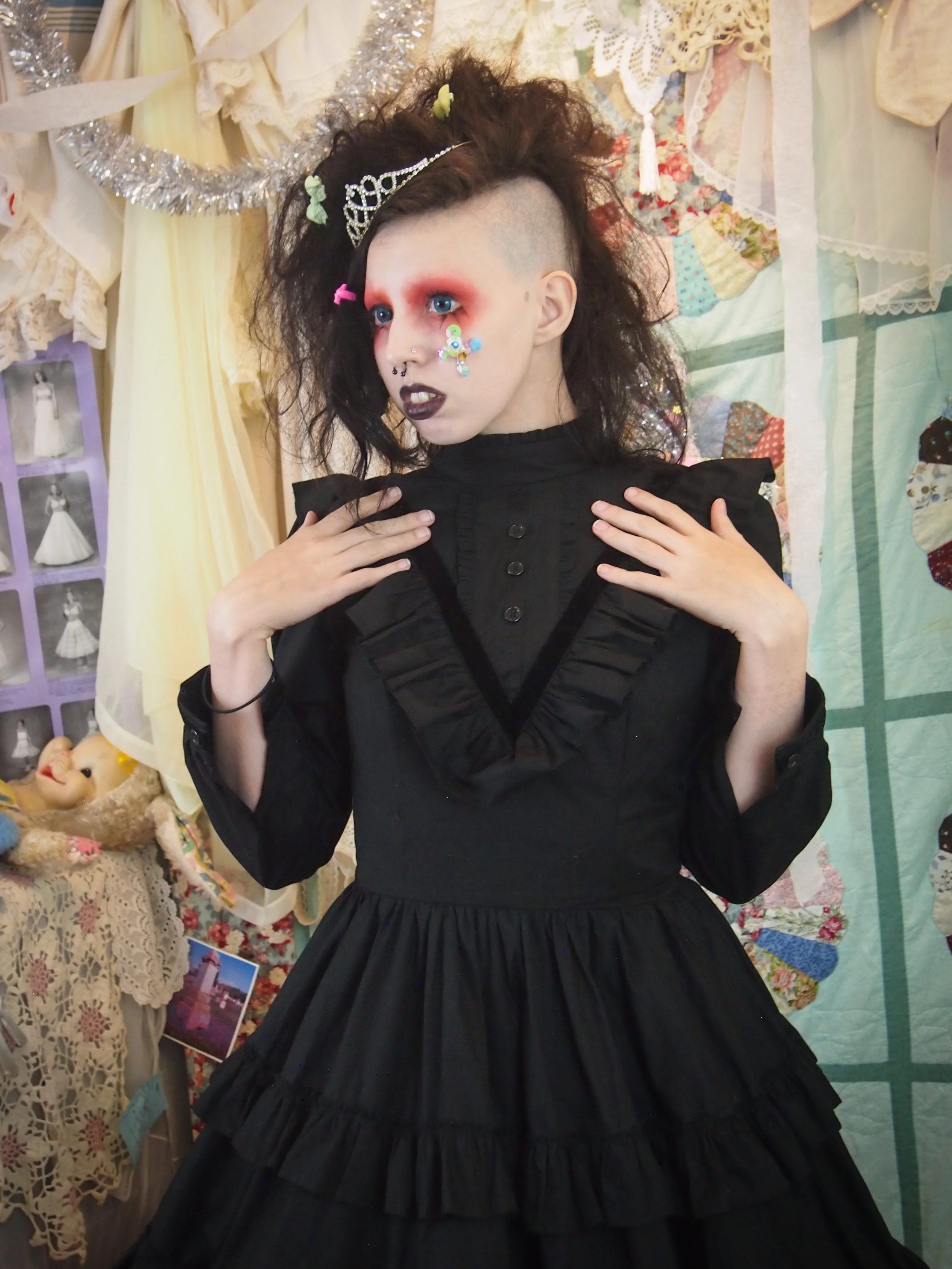 gothic victorian dress with velvet trim plus size