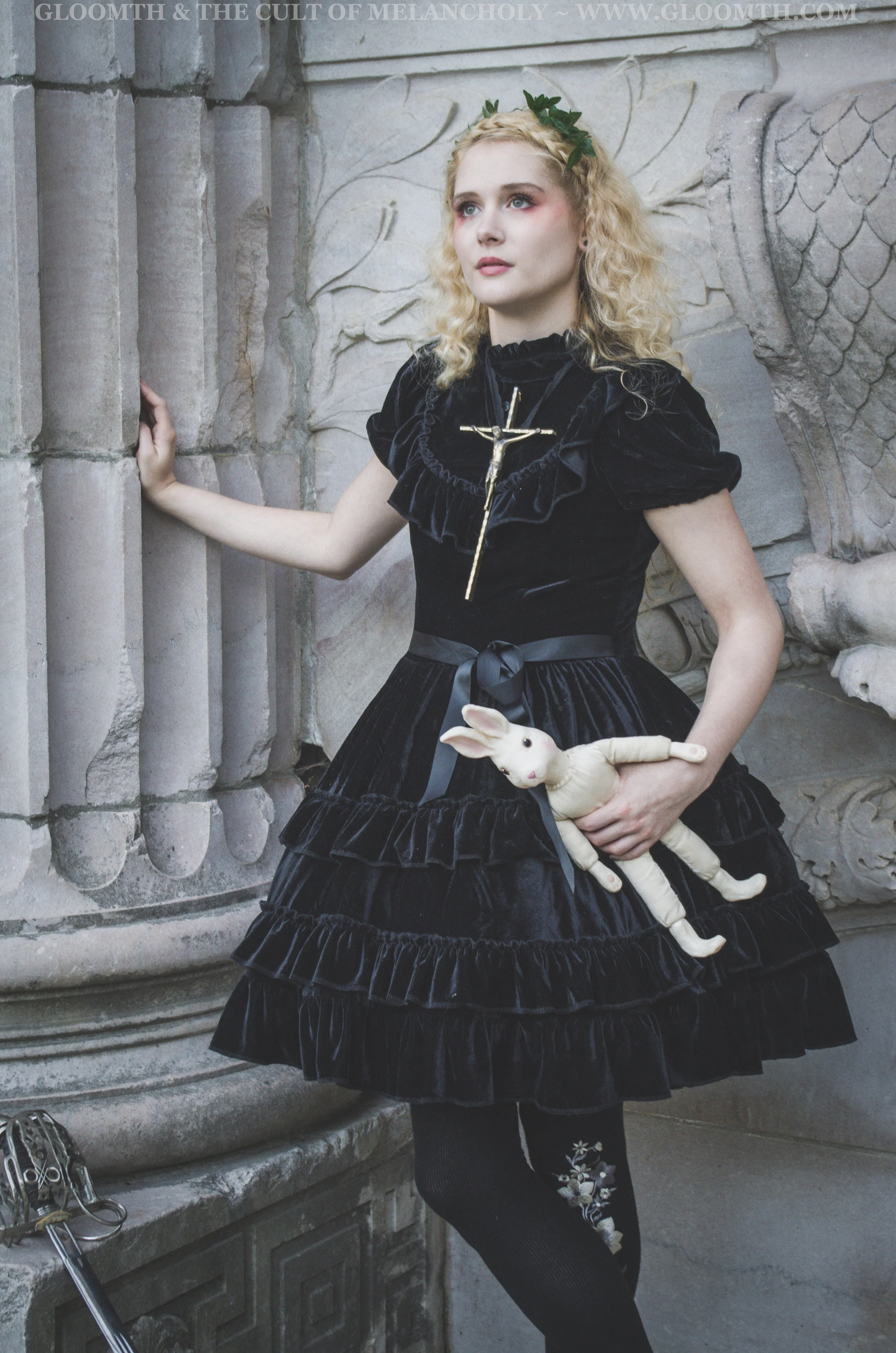 black velvet gothic lolita dress