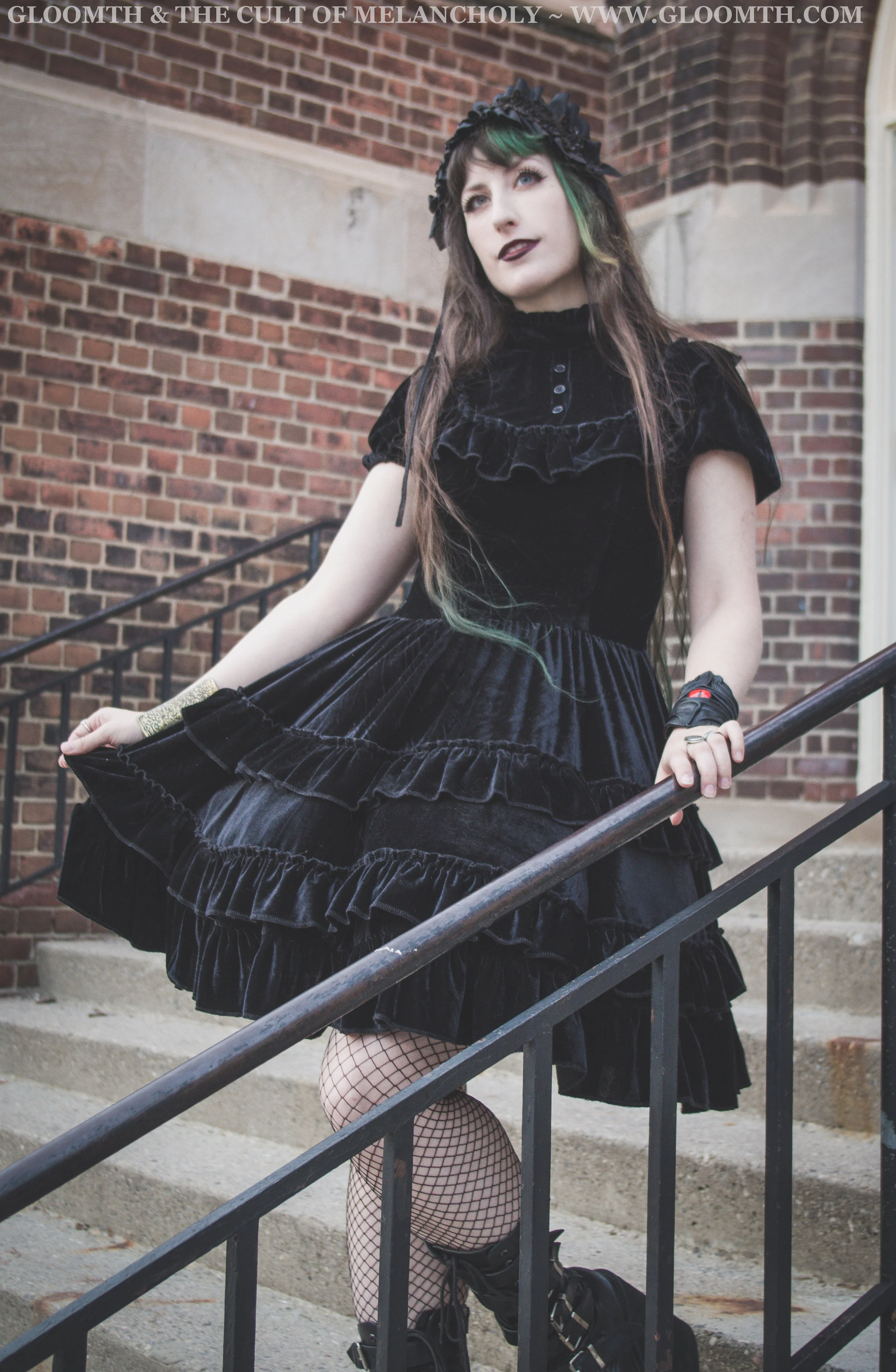 gothic lolita dress in black velvet