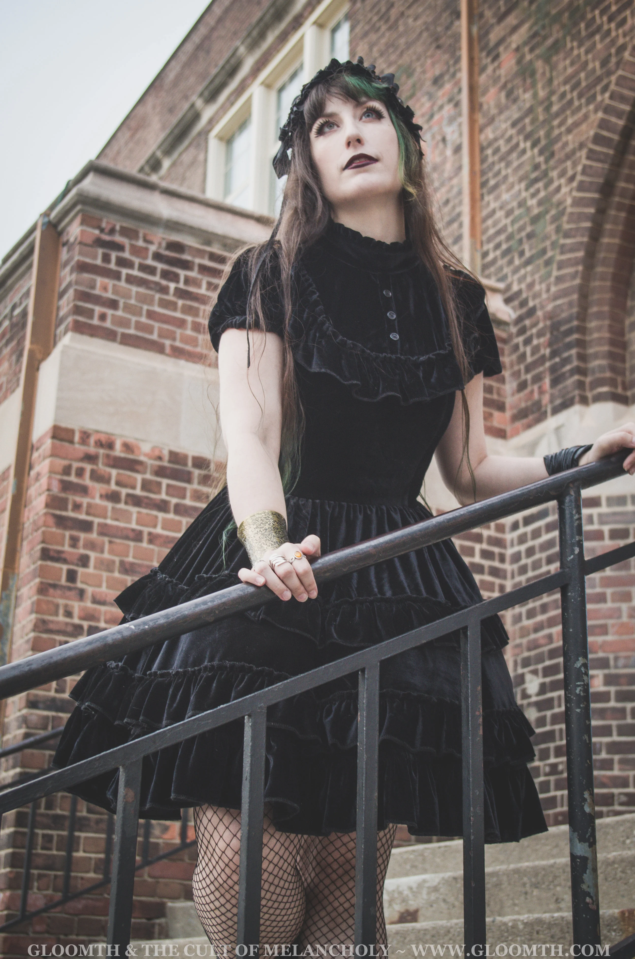 gothic lolita dress in black velvet