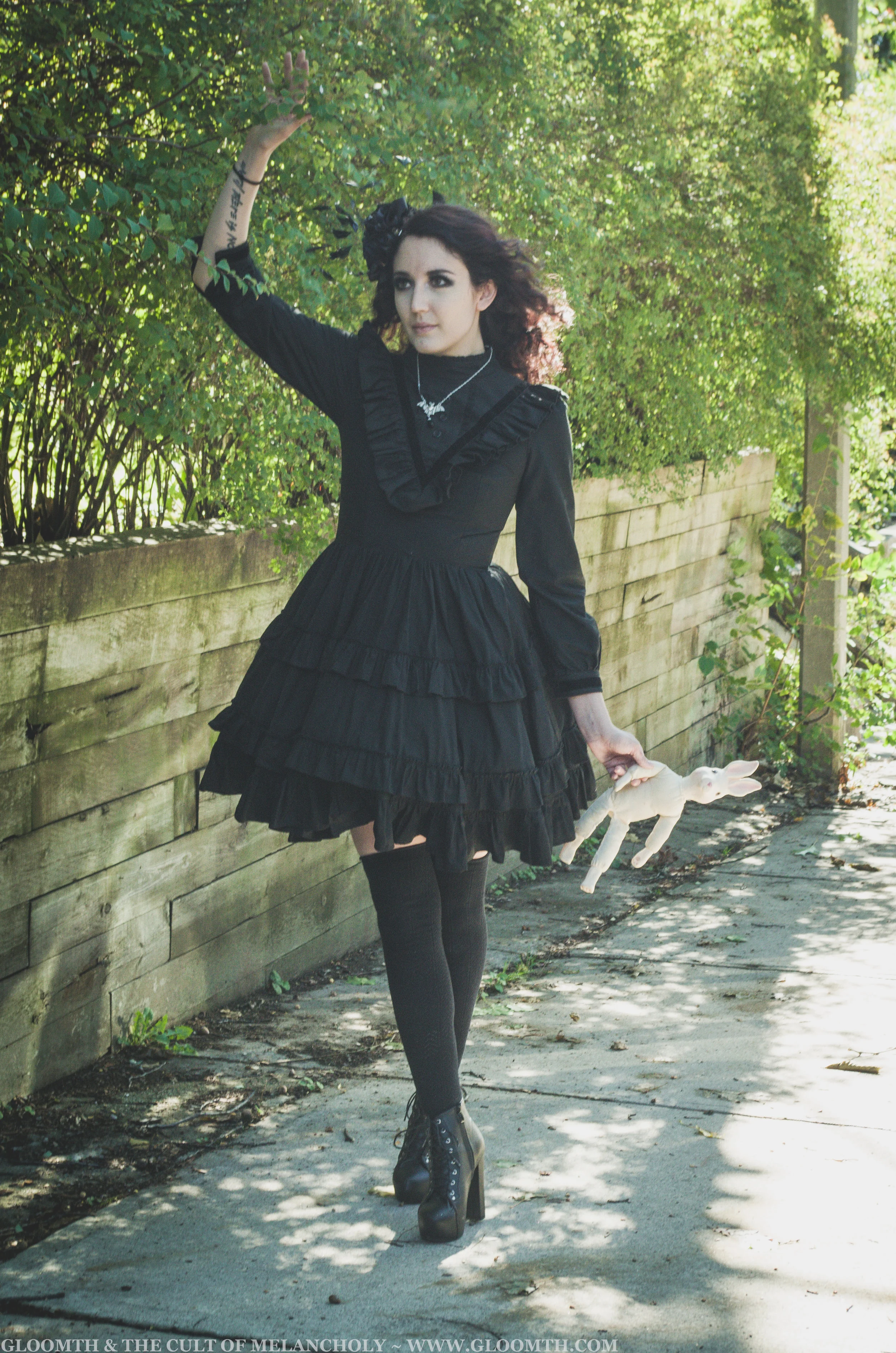 gothic tea party outfit in black stretch cotton