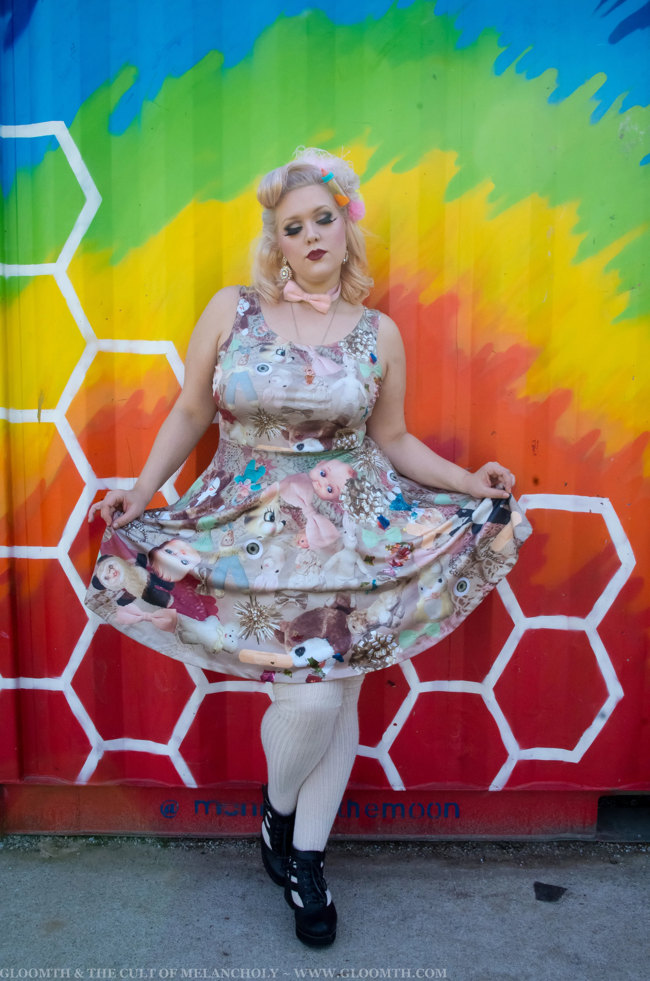 plus size toronto designer gloomth vintage toys print dress