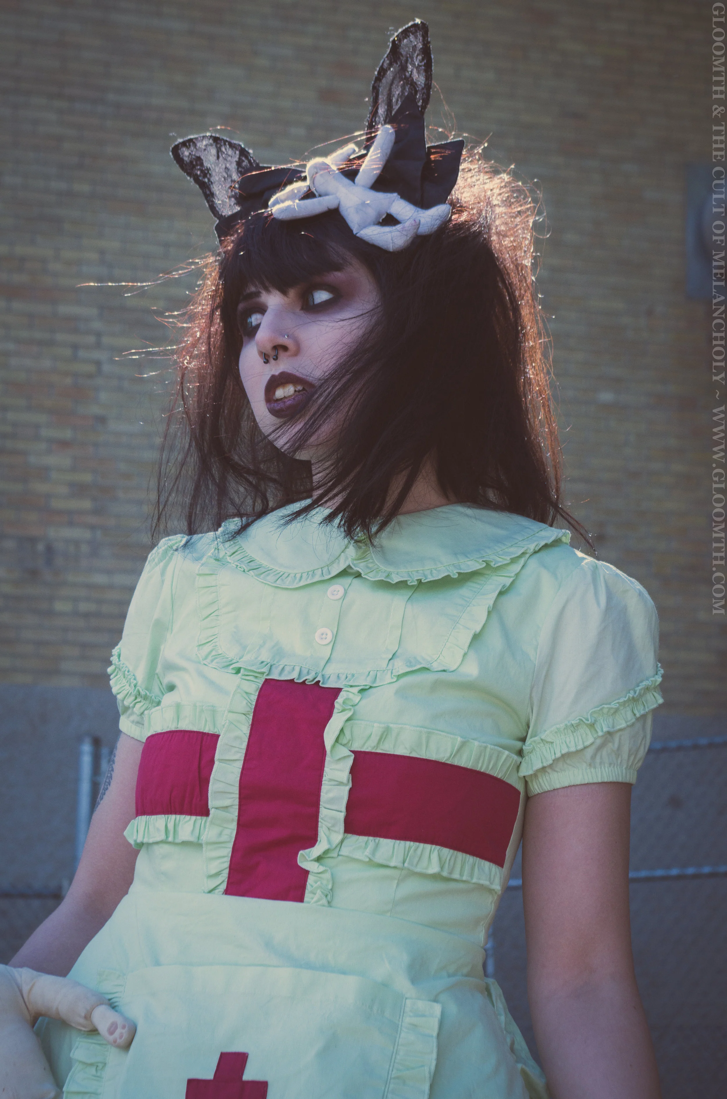 mint green and red lolita dress