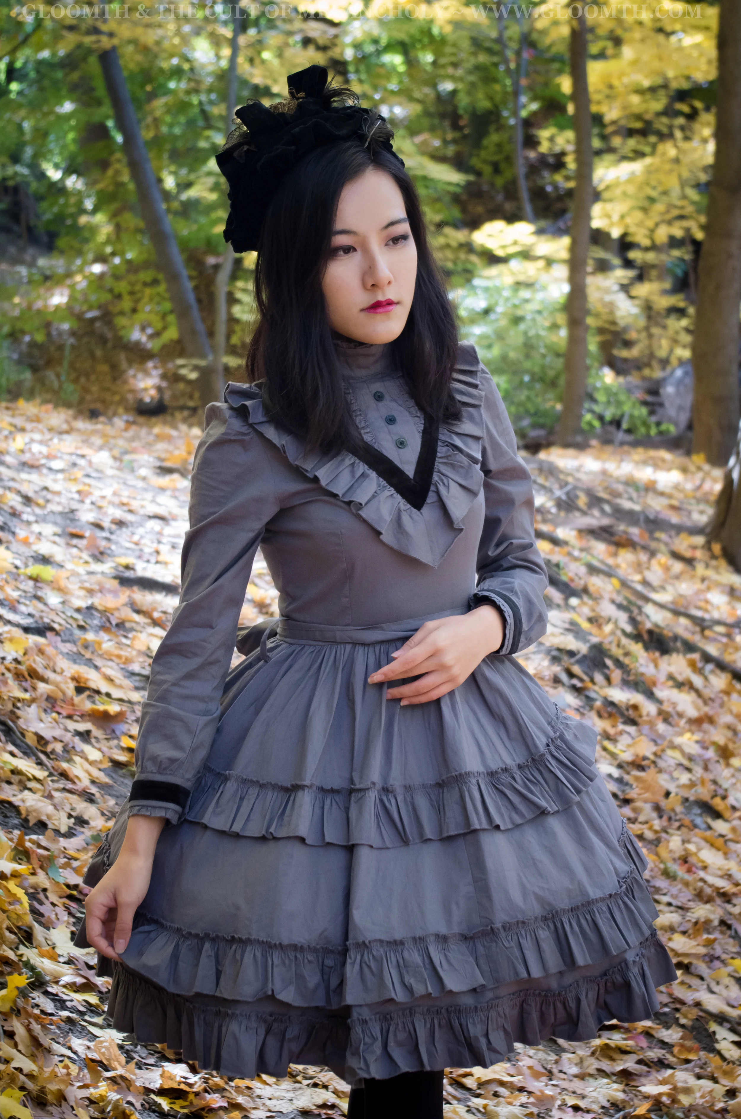 victorian lolita mourning dress with velvet accents
