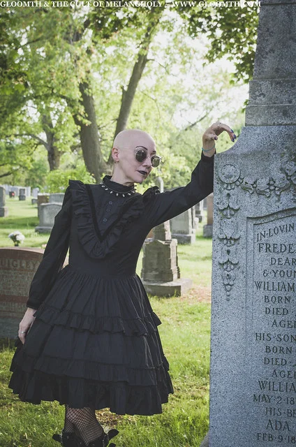 gothic woman in cemetery