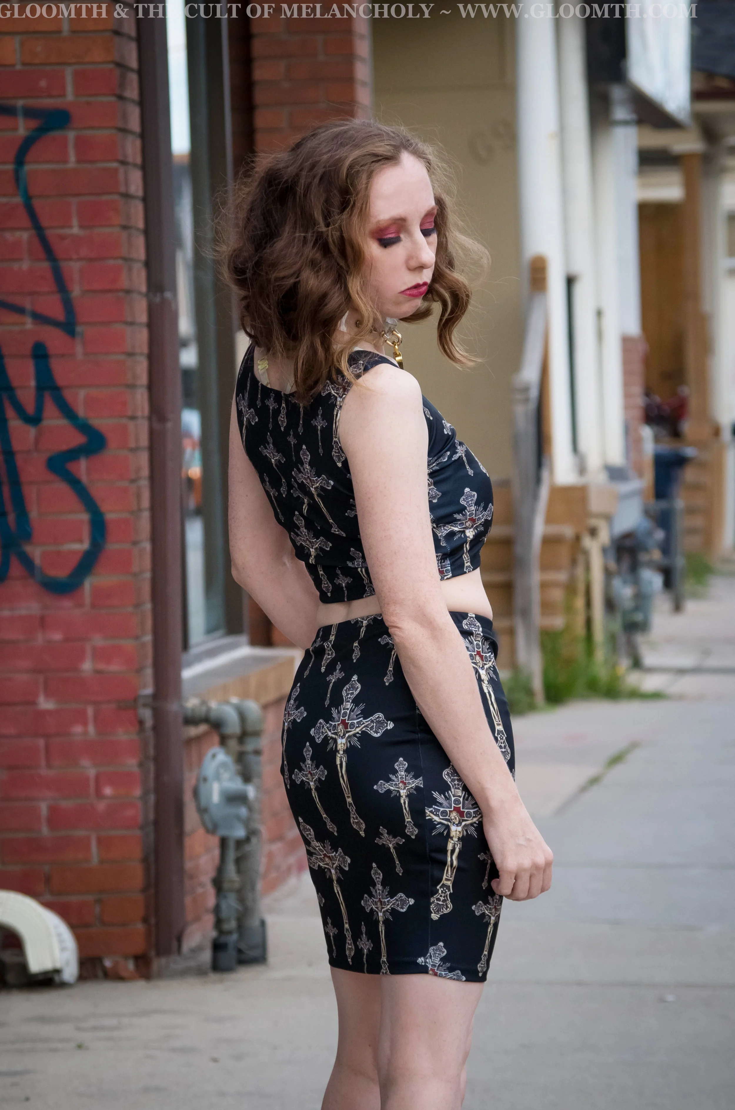 crucifix print miniskirt plus size