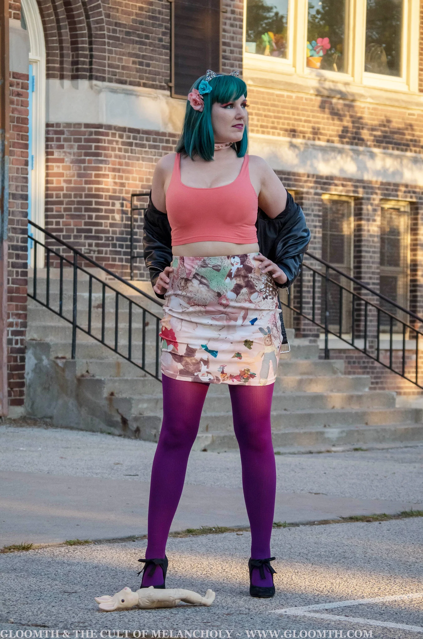 retro toys print miniskirt