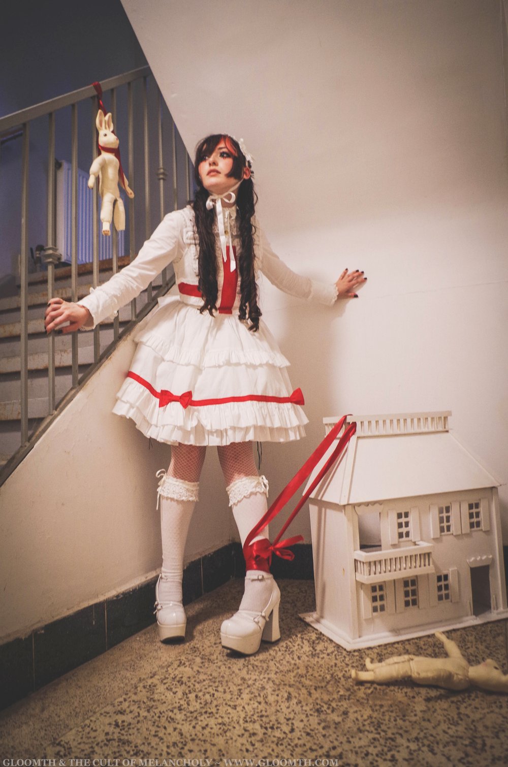 Cure Red and White Gothic Nurse Dress Gloomth