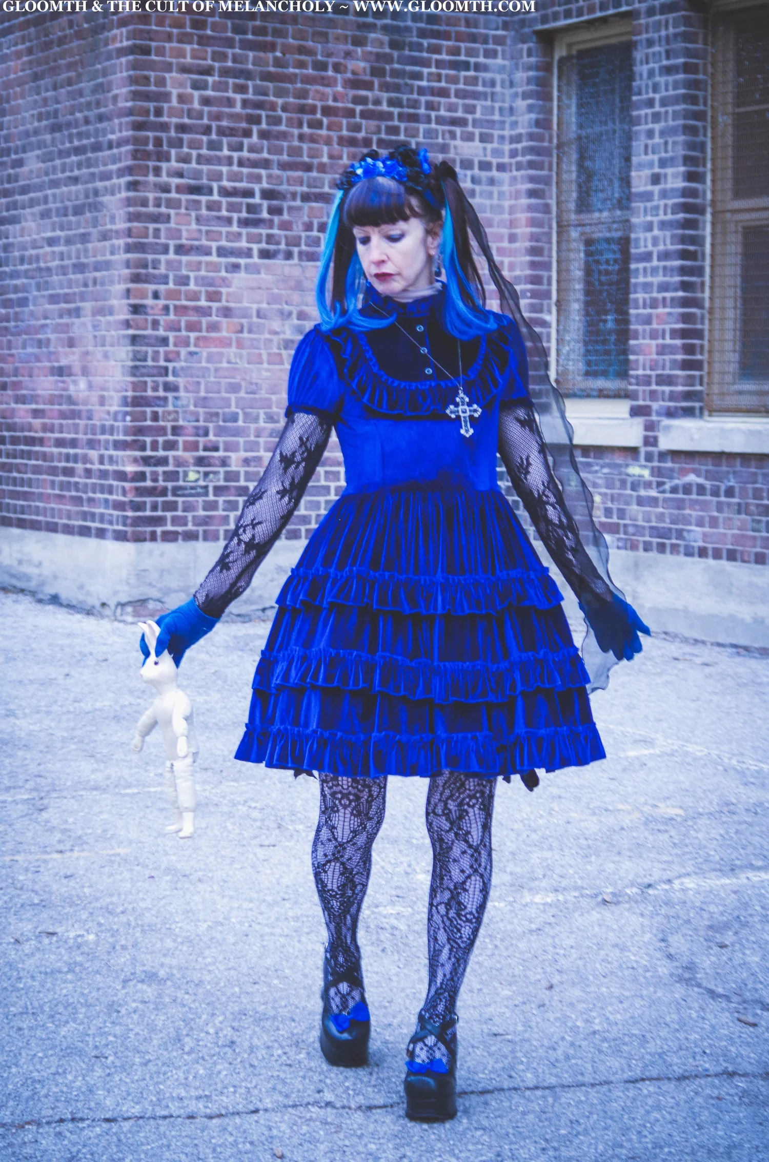 Dauphine" Blue Velvet Gothic Lolita Dress  Gloomth