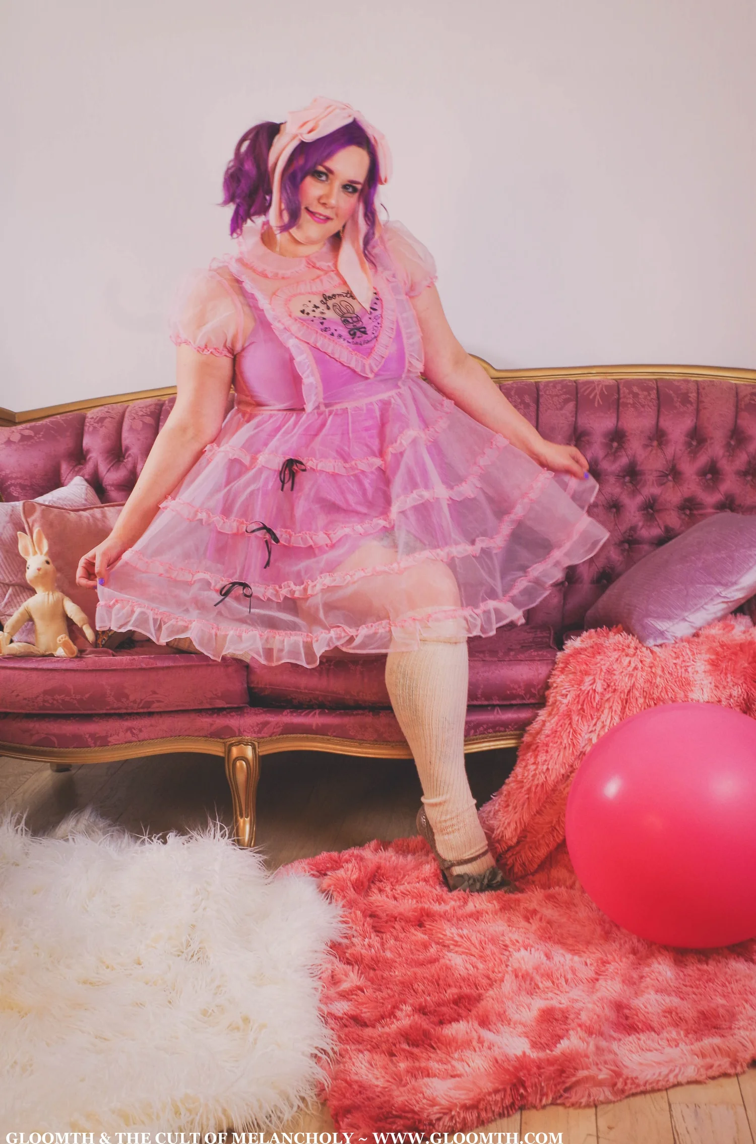 white christmas dresses Widow Goth Lolita Sheer Organza Ruffled Lace Babydoll Dress main image 1