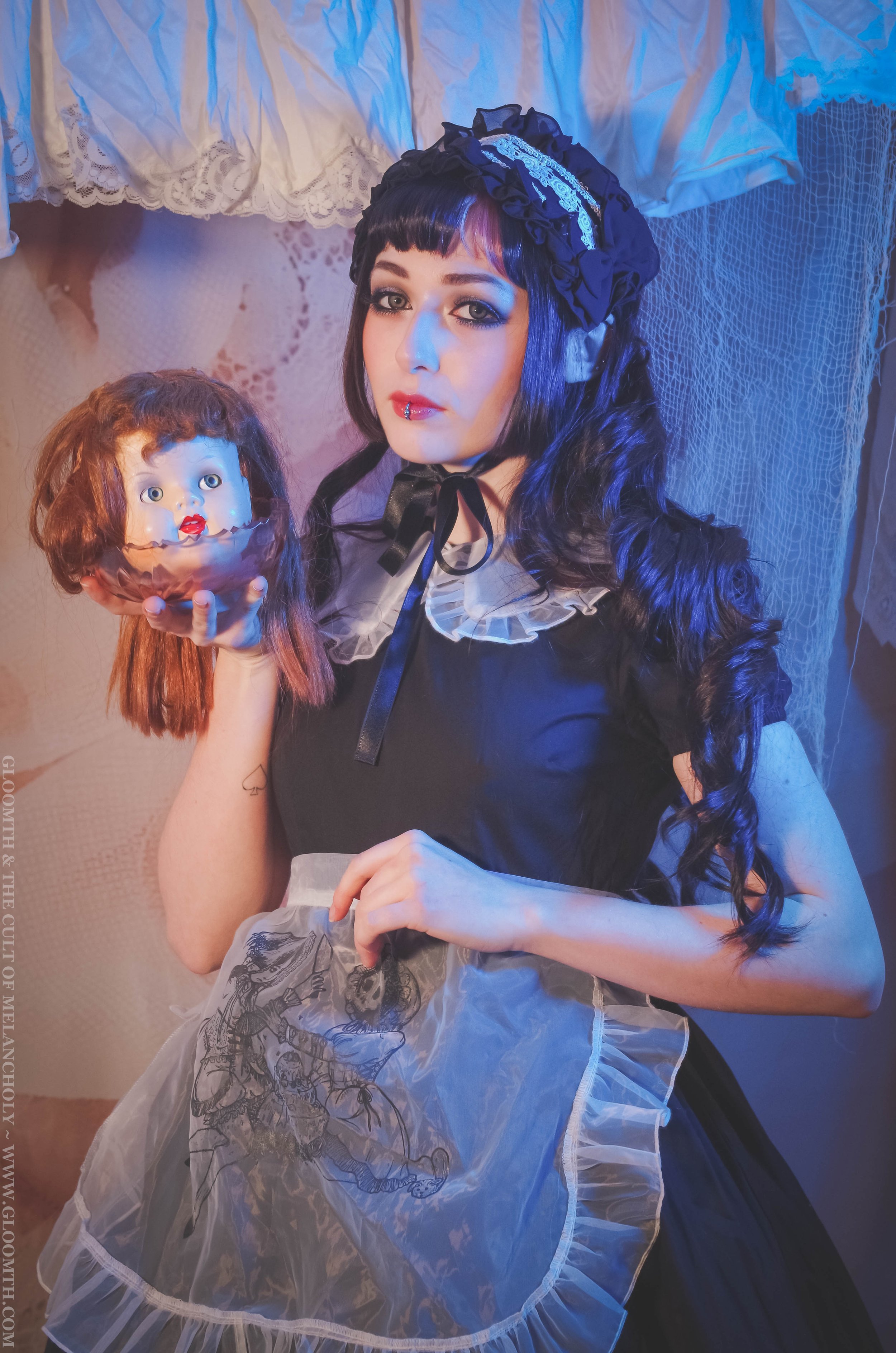 Gothic Maid Outfit with Sheer Apron — Gloomth