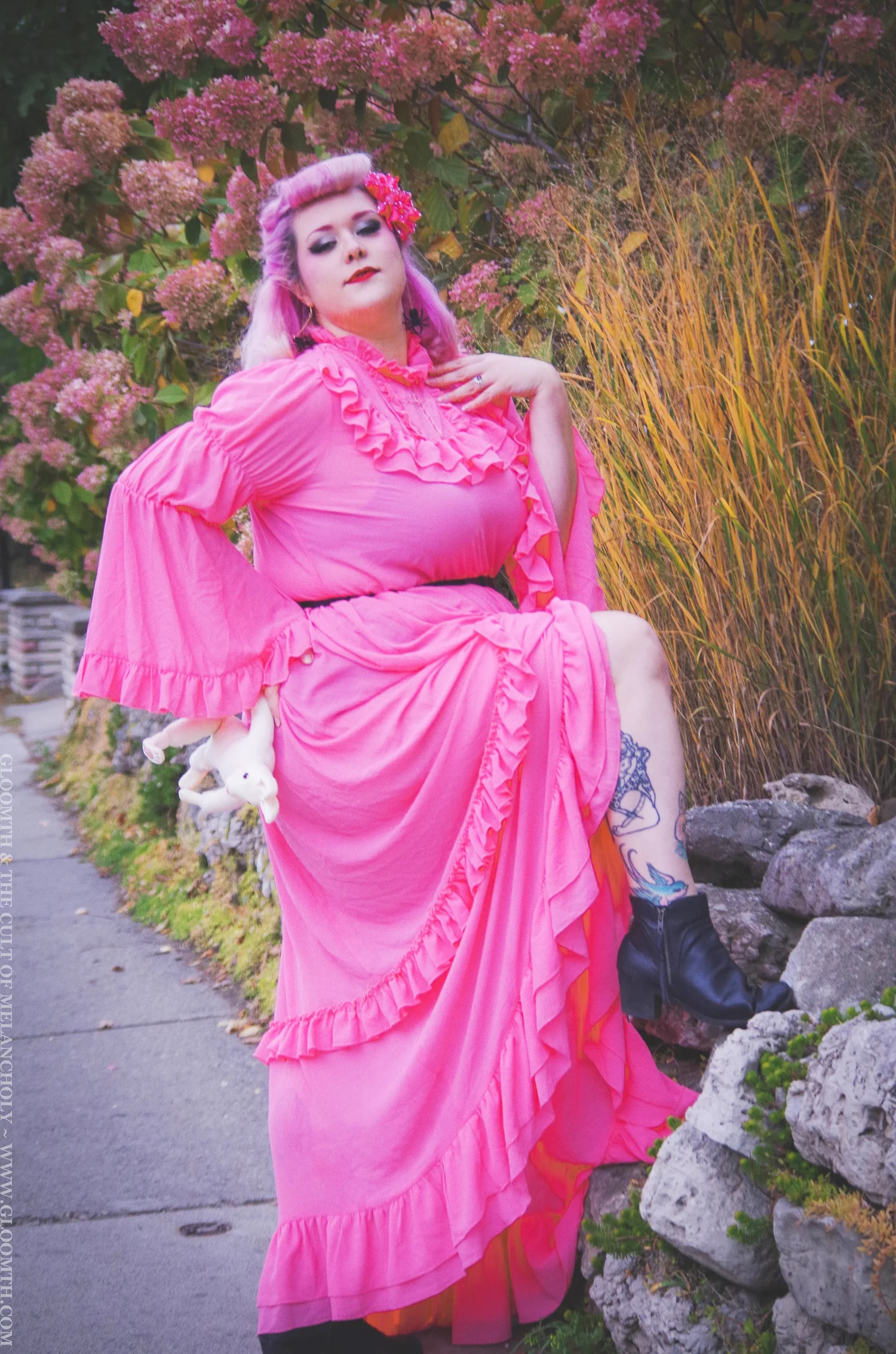 long satin dress pink Tulip dress XL / Pink