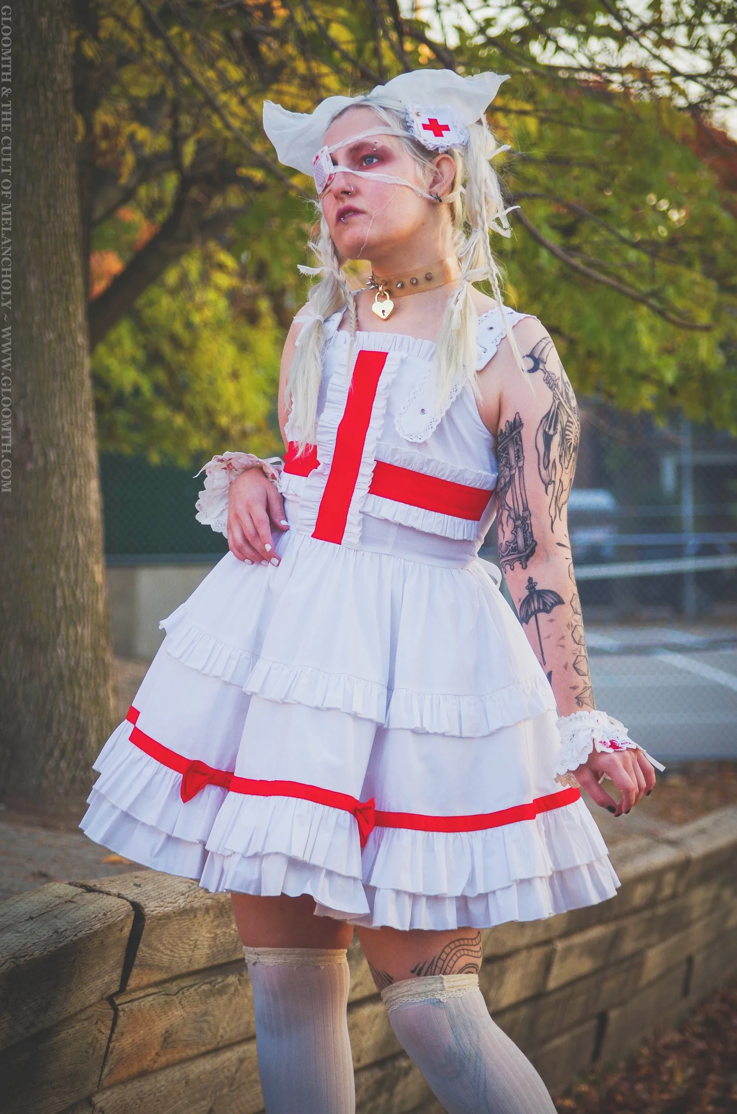 Cure Red and White Gothic Nurse Dress  Gloomth