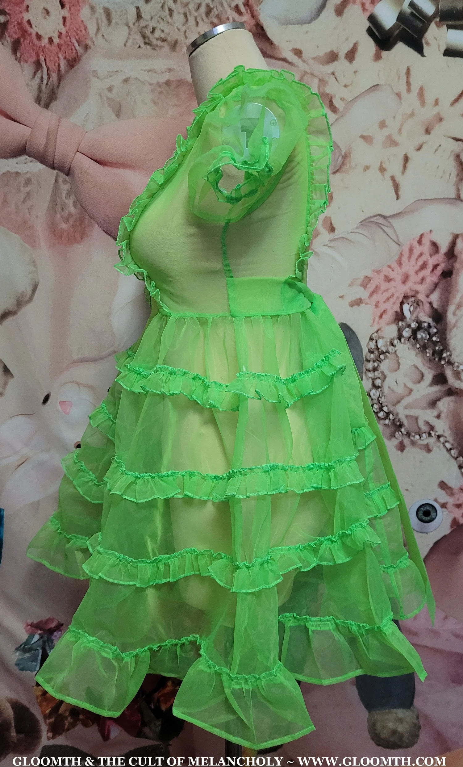 Shamrock Neon Green Sheer Dress Gloomth Shamrock Neon Green Sheer Dress Gloomth