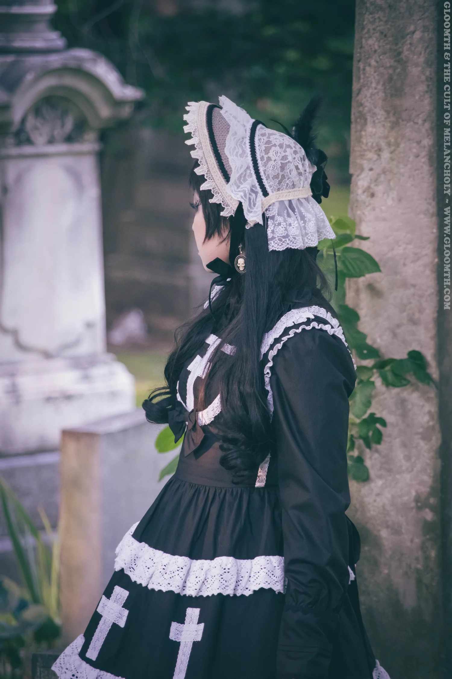 Church Gothic Lolita Jumperskirt with Lace Crosses  Gloomth