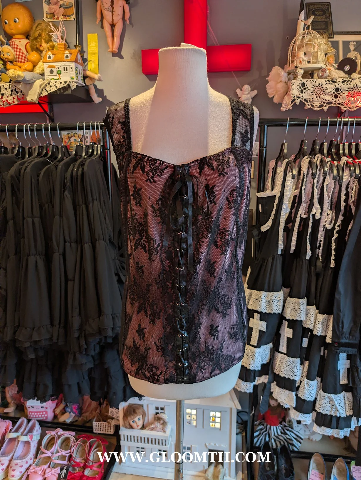 Early 2000s Lace Corset Top Plus Size 3/4X