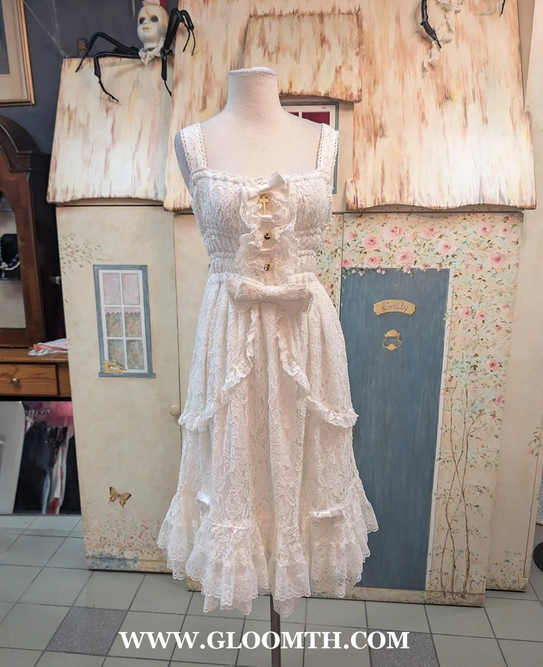 white tattered dress Frank & Eileen made artisan bohemian clothing and accessories Dresses  Gloomth Victorian Grunge