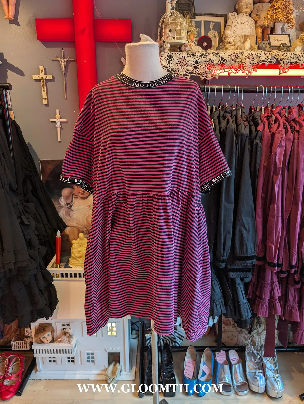 Lazy Oaf Bad for You Striped Dress Size L/XL+