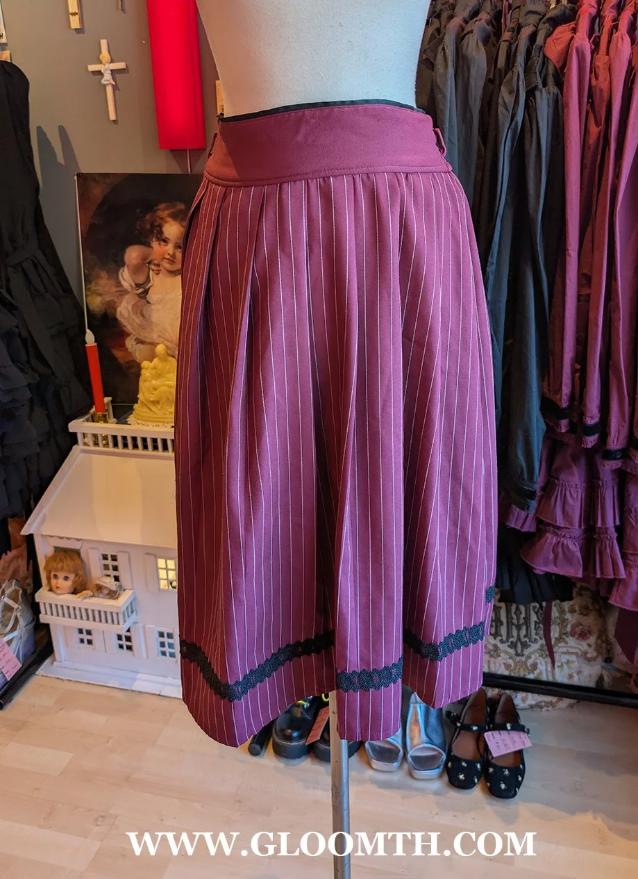 Axes Femme Burgundy Pinstripe Skirt One-Size