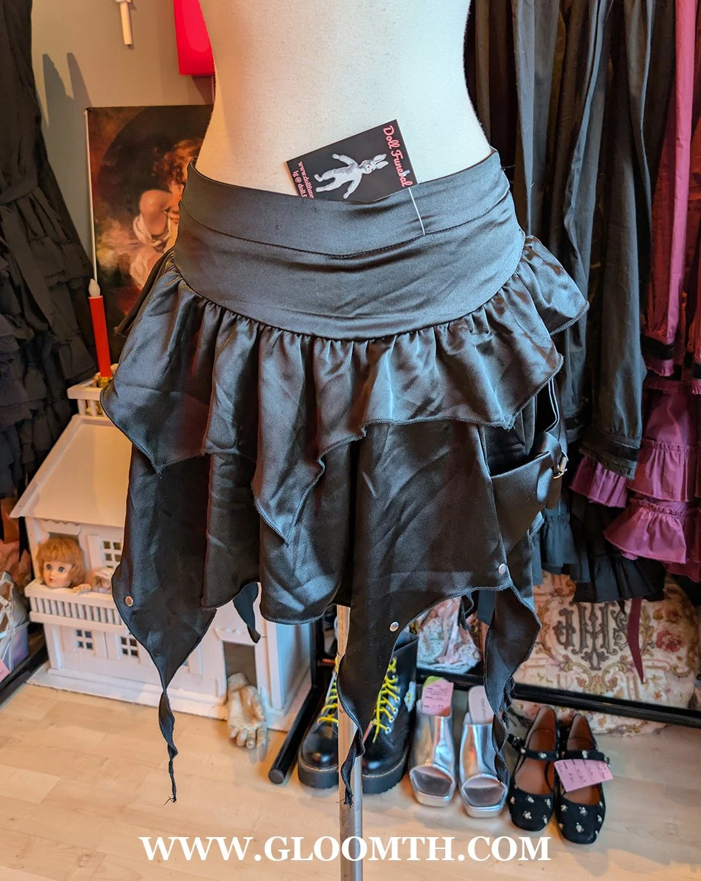 Drapey Gothic Fairy Mini Skirt with Bow Size XS/S