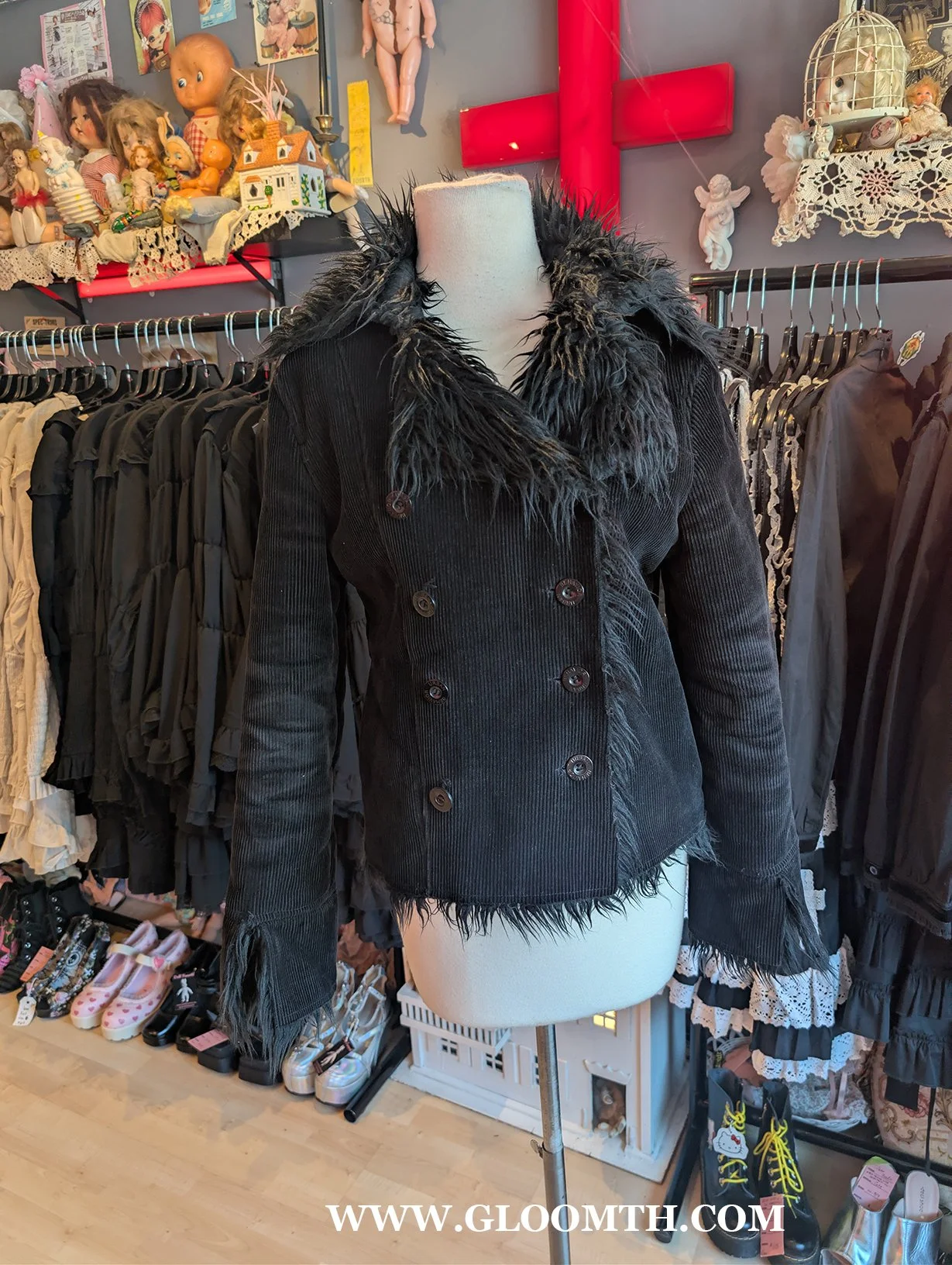 Early 2000s Reversible Black Faux Fur Coat Size Small