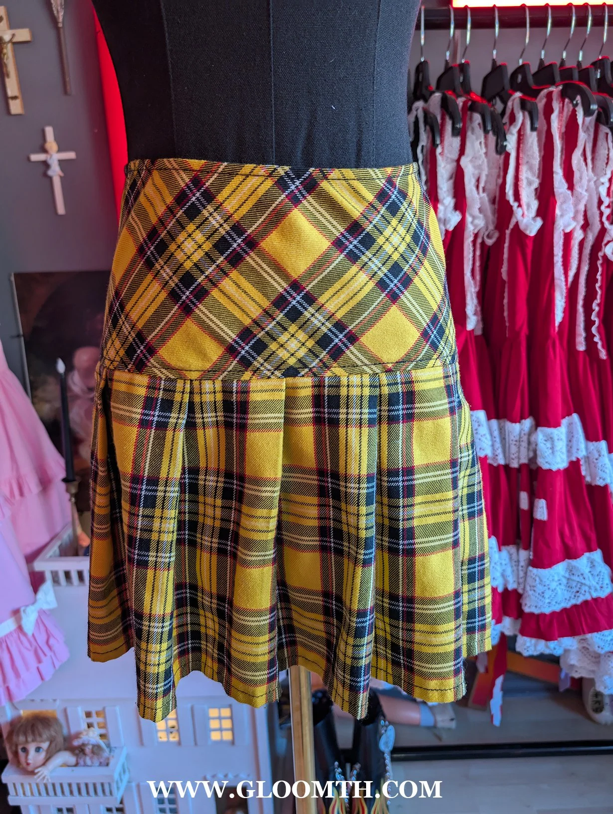 Tripp Nyc Pleated Plaid Yellow Skirt Tripp NYC Yellow Plaid Skirt