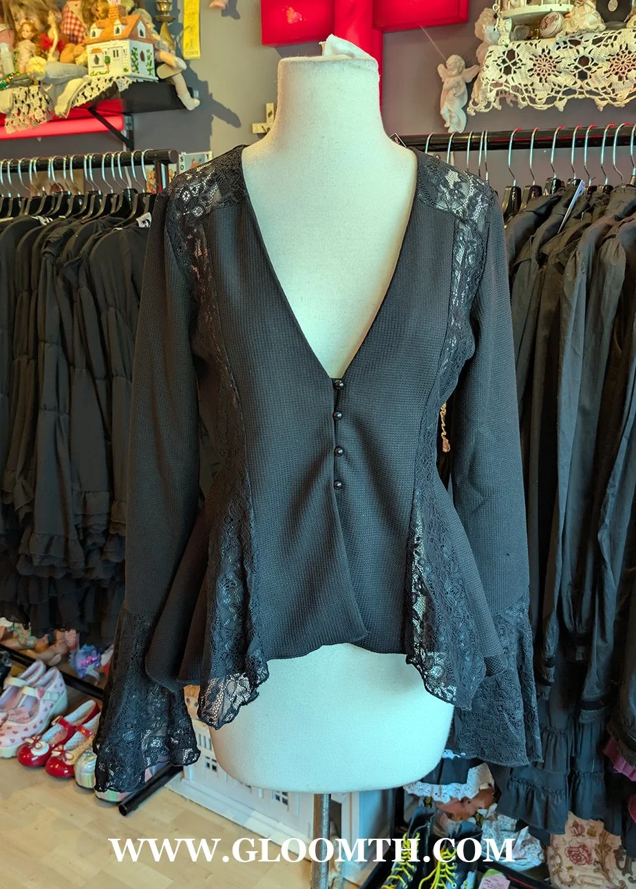 KillStar Black Blouse with Lace Details Size S/M