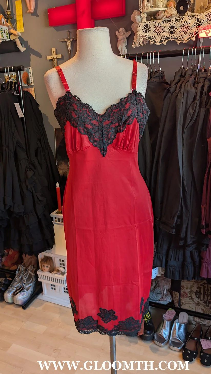 Vintage Red and Black Slip Dress Size Medium