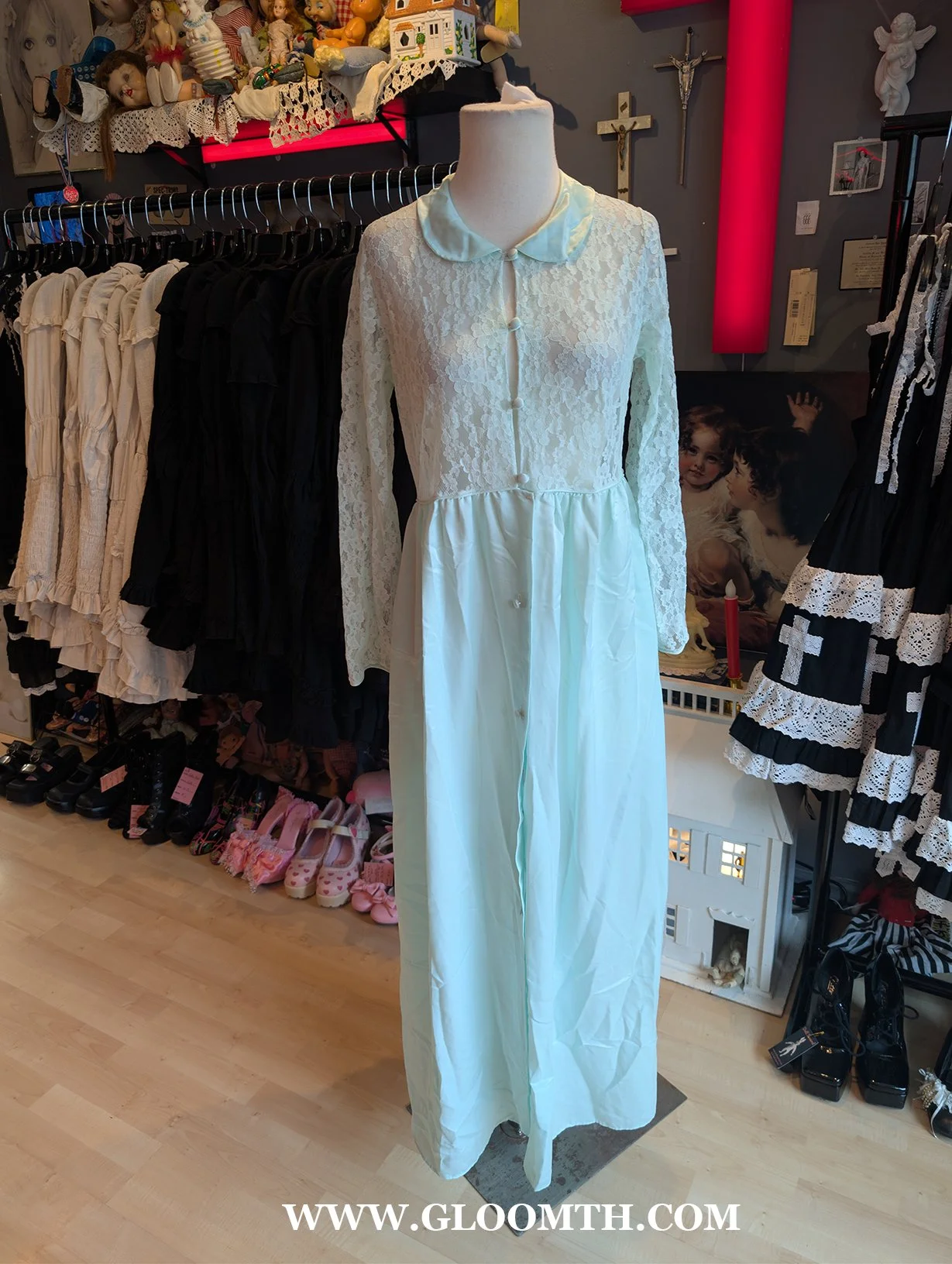 Vintage 1970s Mint Green Layering Dress Size S/M