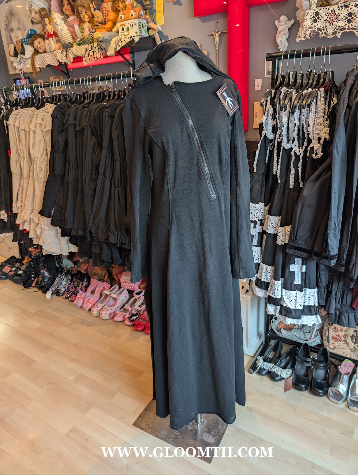 Punk Rave Hooded Dress with Zipper Size XL-2XL