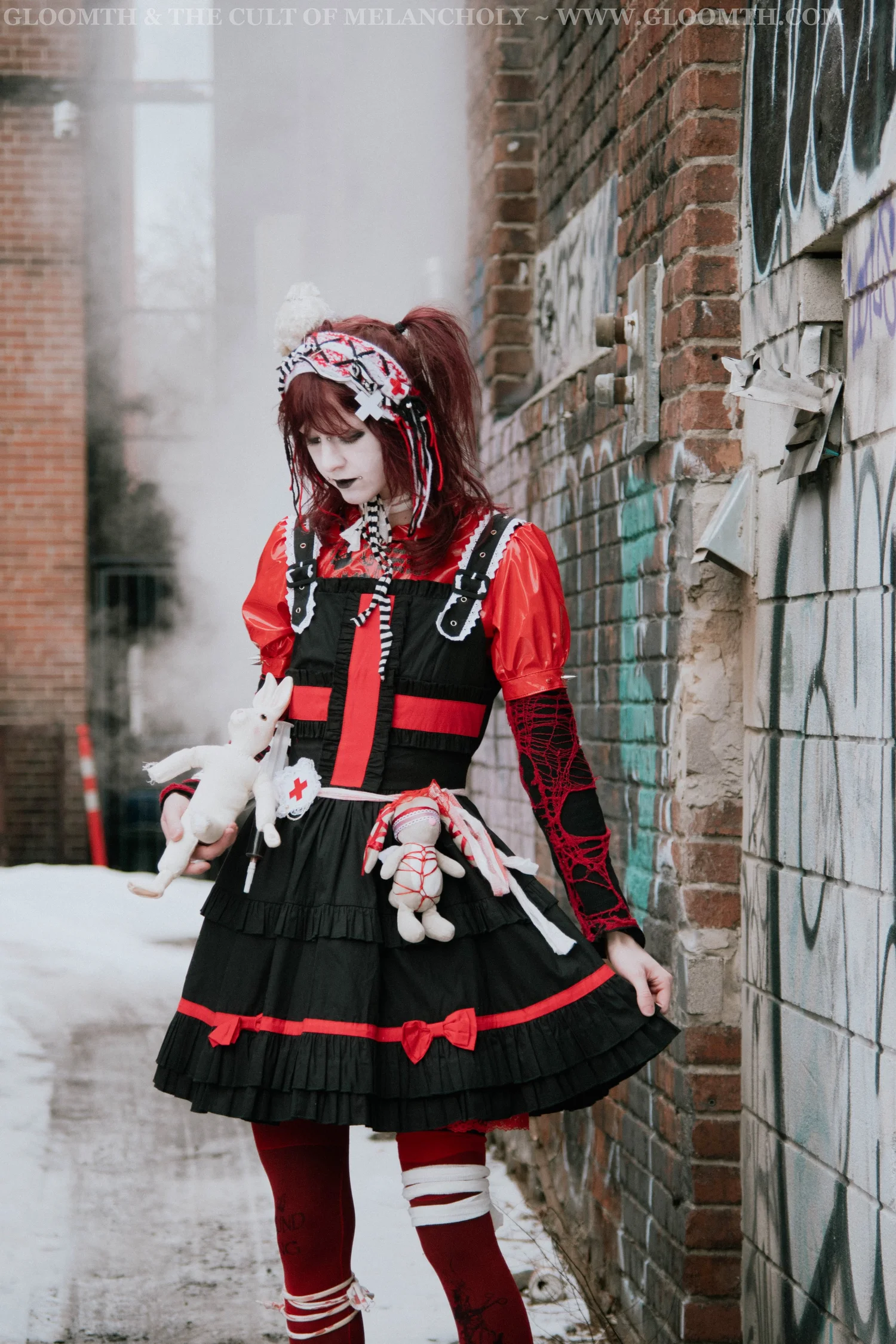 Placebo Sleeveless Red and Black Nurse Dress
