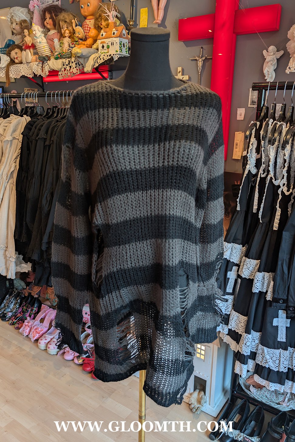 Kill Star Black and Grey Stripe Sweater S-XL